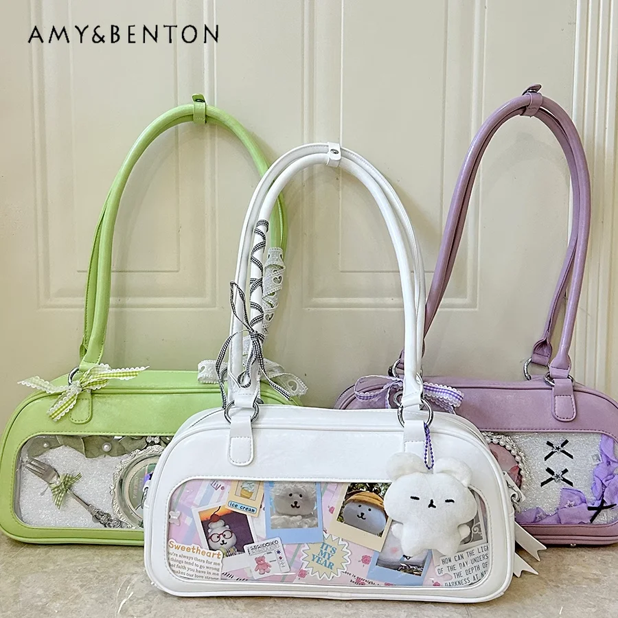 

Cute Love Embroidered Itabag Women Sweet Cool Spice Girl Shoulder Bag Japanese Two-dimensional Versatile Commuter Cross Body Bag