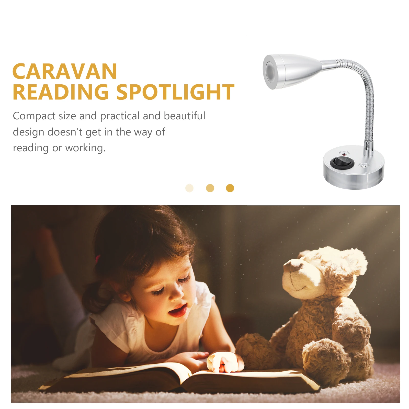 

Aluminum Base LED Reading Light for RV Boat Yacht Caravan Compact Practical Easy Install Flexible Placement Options Reading
