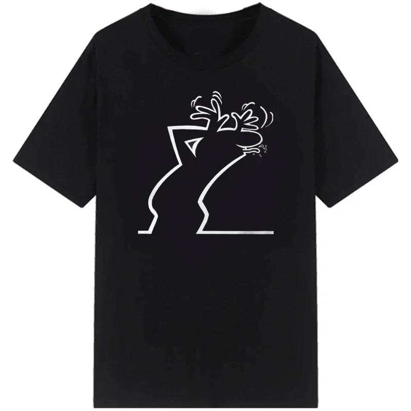 2025 nueva camiseta estampada Happy Line para hombres y mujeres, camisetas interiores informales de algodón con cuello redondo de alta calidad para otoño e invierno