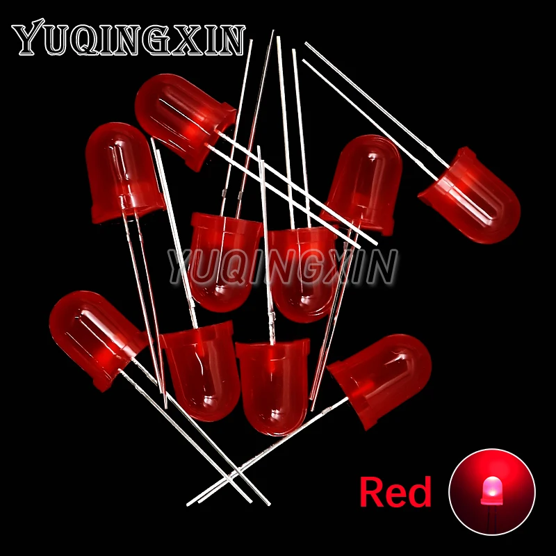 10pcs 10mm LED Assorted Kit 5 Colors White Red Green Blue Yellow DIY F10 0.75W Diffused Round Light Emitting Diode