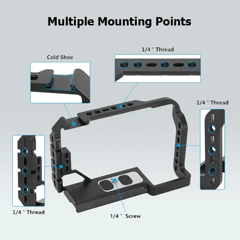 Full Camera Cage for Sony A7C A7C II A7CR with Integrated Arca Swiss Base CNC Aluminum Protective Frame Vertical Horizontal