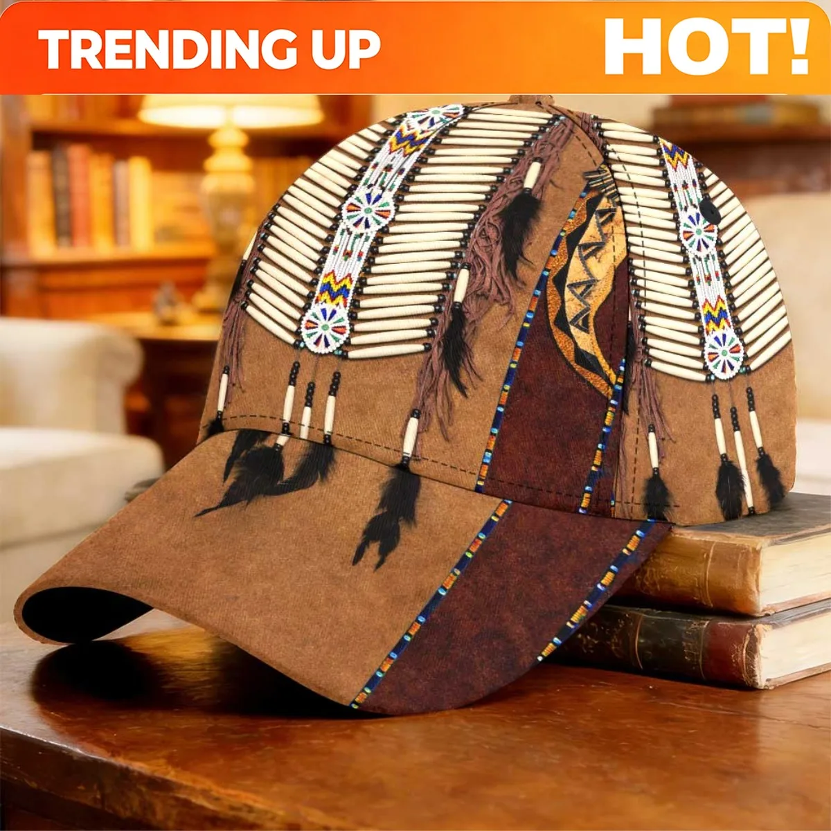 Custom 1pc 2D Flat Printing Tribal Decor Pattern Baseball Cap Father's Day Gift Full Print Pattern Foldable Walking Holiday