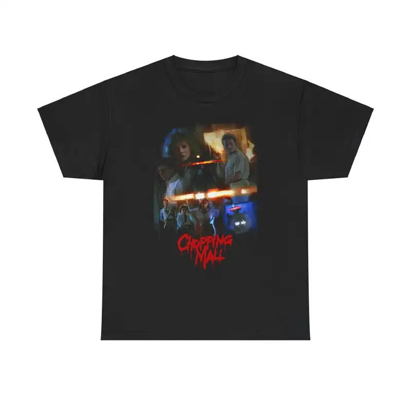 Chopping Mall Horror Movie Logo Men's Black T-Shirt ,Graphic Short Sleeve Crew Neck Cotton T-Shirt