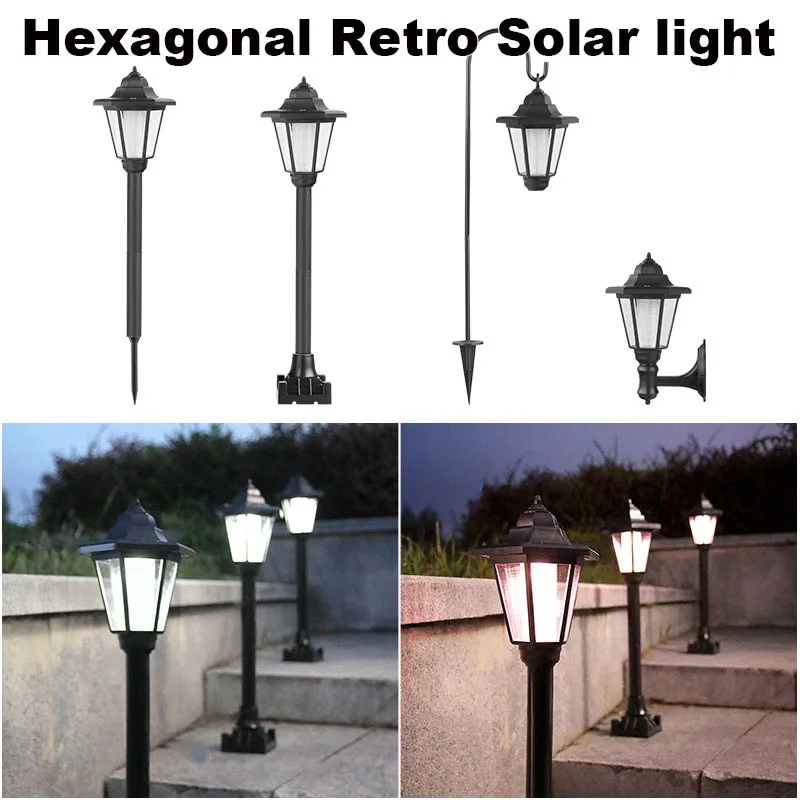 

Retro Solar light Outdoor Hexagonal Solar LED Wall Lights IP65 Waterproof Lawn Lamp Landscape Lighting Garden Street Lamps Decor