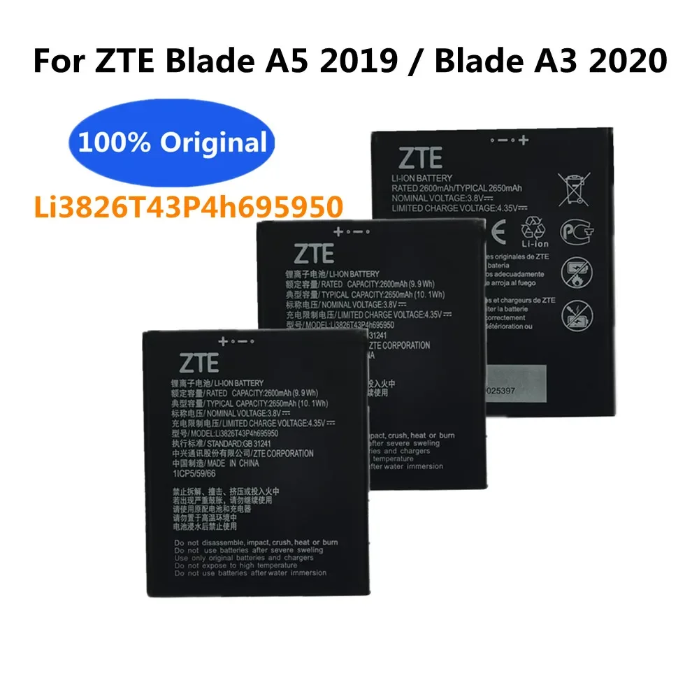 

Оригинальный аккумулятор Li3826T43P4h695950 2650 мАч для ZTE Blade A5 2019 / Blade A3 2020, батареи для телефона