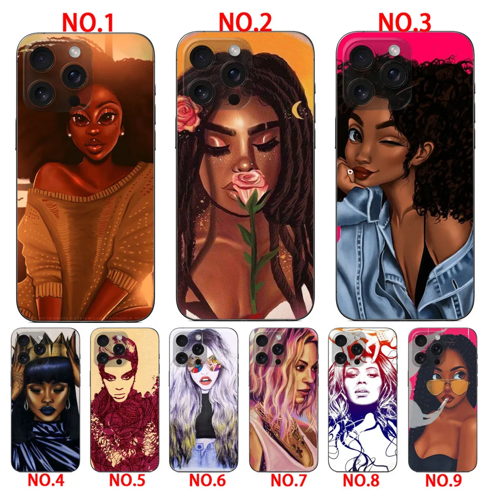 Cool fashion black girl protective phone case  for iPhone 14 14 Plus 14 Pro 14 Pro Max 15 15 Plus