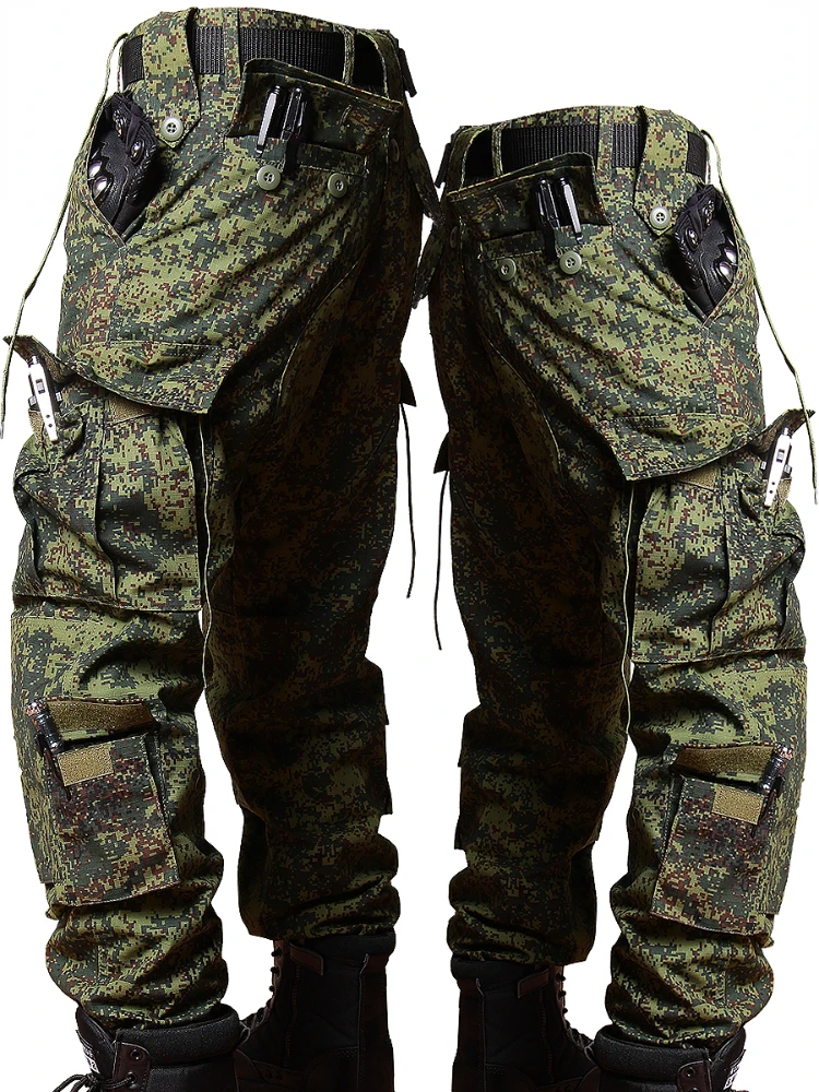 RU Camo Tactical Set Mens Wear-resistant Multi-pocket Training Jacket Outdoor Waterproof Hunting Cargo Pants Spring Working Suit