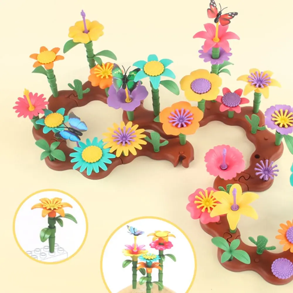 Conjunto de arreglo Floral, juguetes de bloques interconectados, arreglo de flores, juguetes de construcción, juego de jardín, bloques de flores en crecimiento