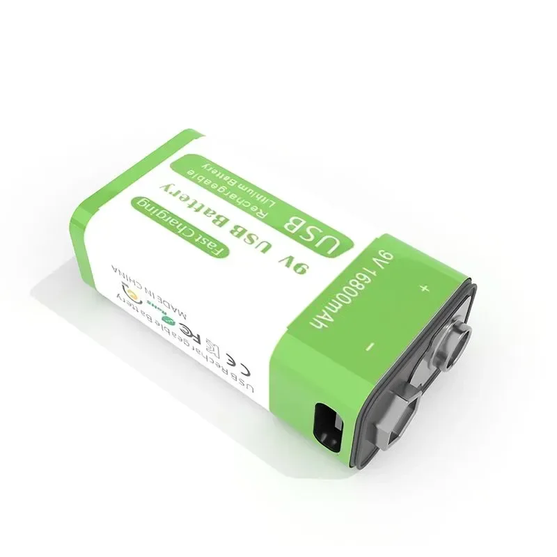 Batteria ricaricabile da 16800mAh 9V, adatta per multimetri, microfoni, rilevatori di fumo, giocattoli, ecc. cavo dati di tipo c gratuito