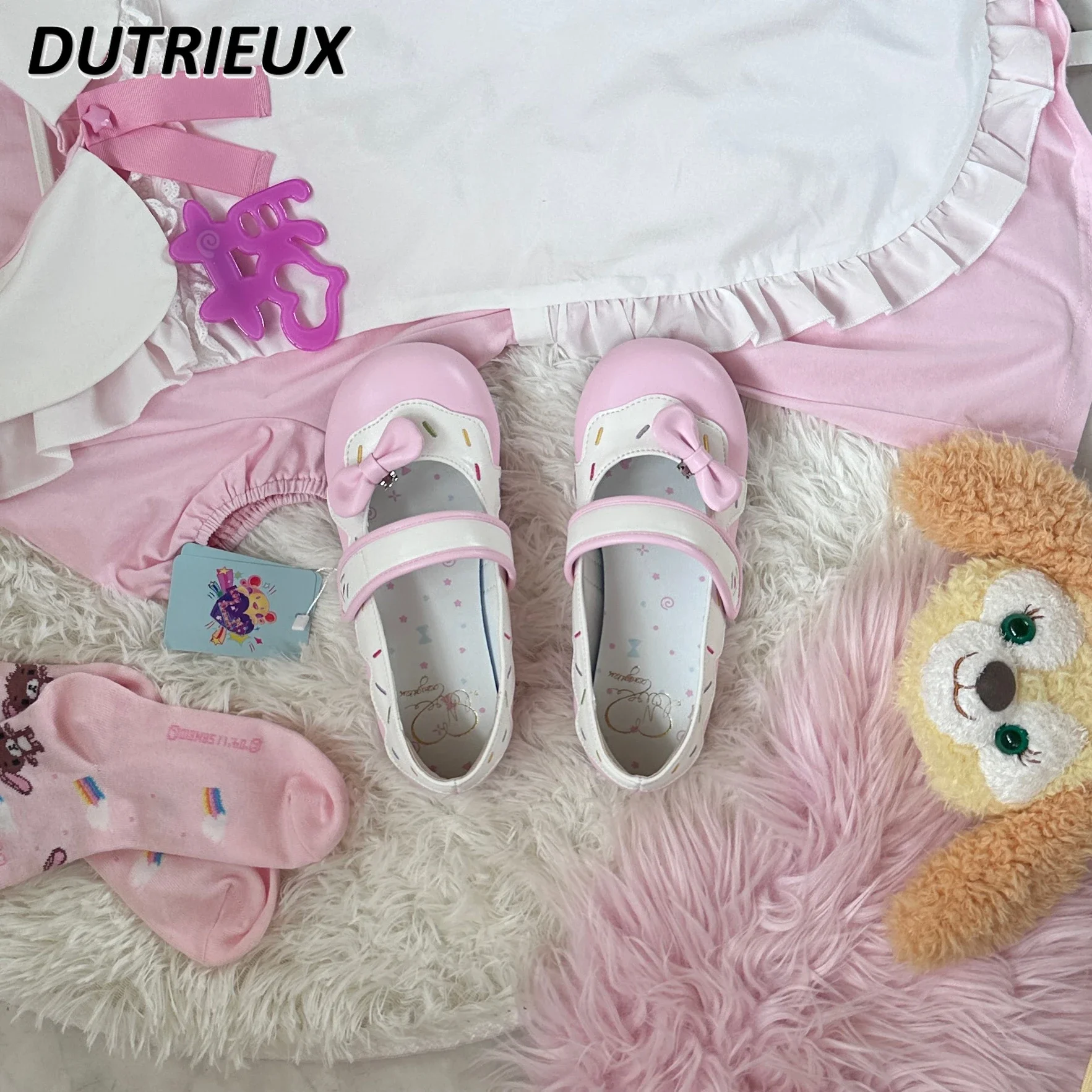 Bonitos y dulces zapatos de cuero pequeños a la moda para niña, diseño Original de estilo Lolita, zapatos planos de cabeza redonda Mary Jane para mujer, Primavera Verano