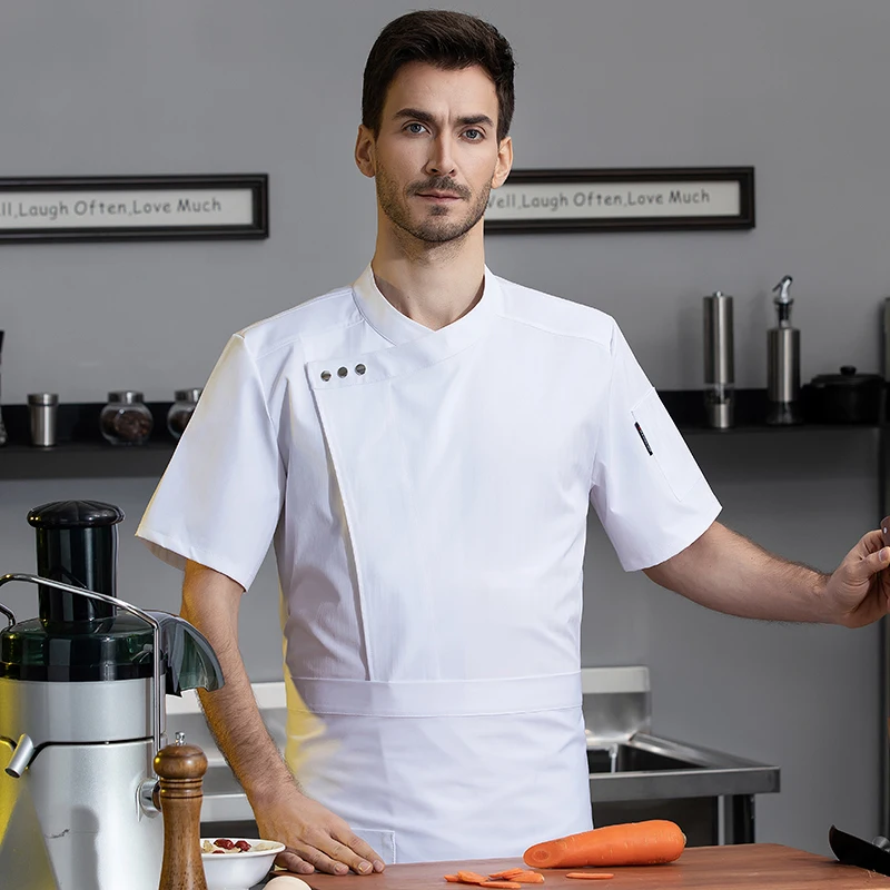 Chaqueta de cocina profesional para hombre, uniforme de Chef de servicio de Catering, ropa de cocina, camisa de camarero de cafetería, monos de Hotel, disfraz de panadería