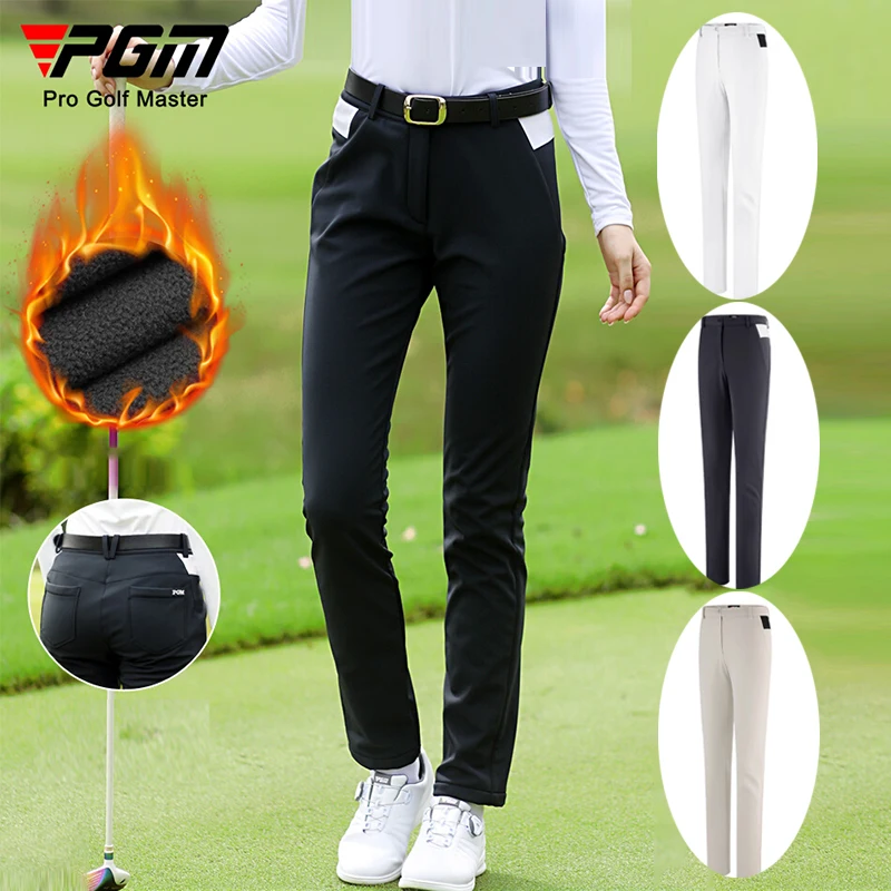 PGM Autumn Winter Waterproof Women Golf Pant Thick Warm Pencil Pant Windproof Plus Velvet Golf Ball Trouser Lady Tennis Clothing