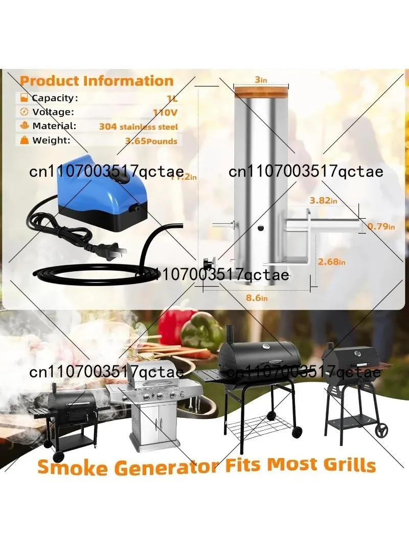 

Outdoor Grill Stainless Steel Pellet Smoker Tube with Lid And Air Pump Hot Cold Smoke Generator for BBQ Smoking