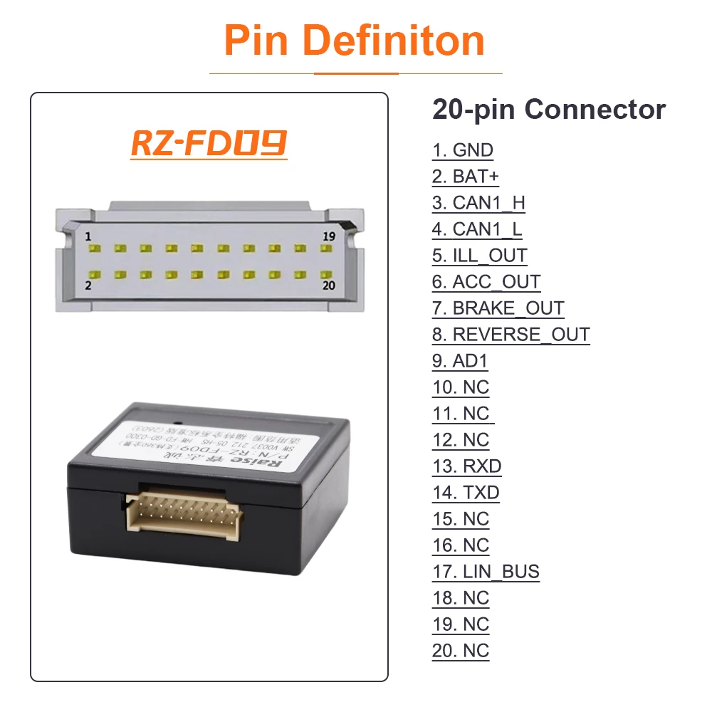 Car Radio Connector Raise RZ-FD09 Canbus Decoder for Ford Escape