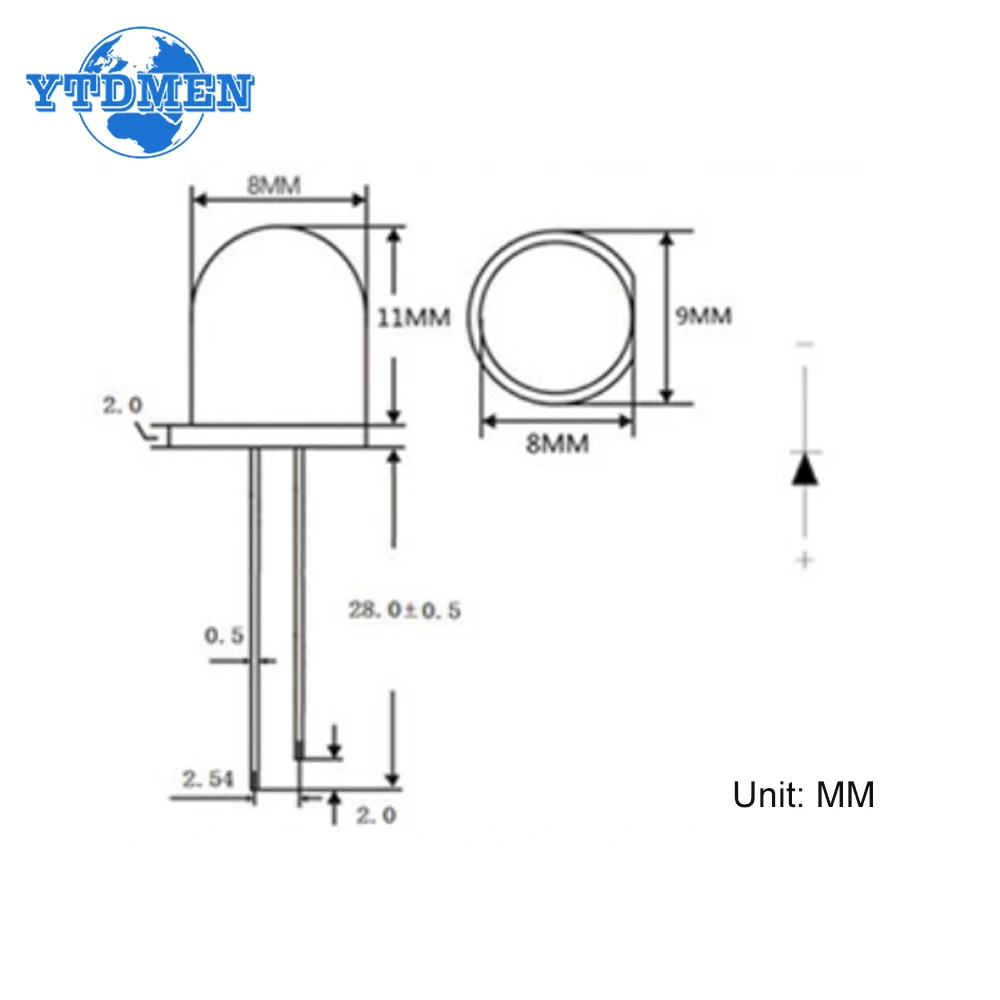 10/20/50pcs LED Diode 8mm White/Yellow/Green/Red/Blue Light Lamp Emitting Diodes Kit High Brightness 2- 3.2V