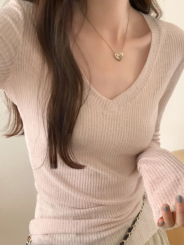 Thin Perspective Women Long Sleeve T Shirt Solid Slim Casual Shirts Female Pullovers Basic Tee Y2k Clothes Autumn Streetwear Top - view 2
