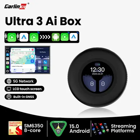 CarlinKit Ultra3 Ai Box Android 15 SM6350 Wireless Carplay Android auto Adapter for BMW Ford Vw Mercedes Netflix YouTube IPTV