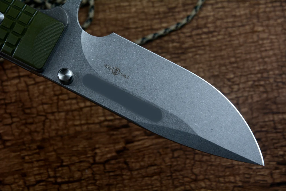 TWO SUN TS394 Folding Knife D2 Stonewash Blade G10 Handle Outdoor Camping Hunting Pocket Knife