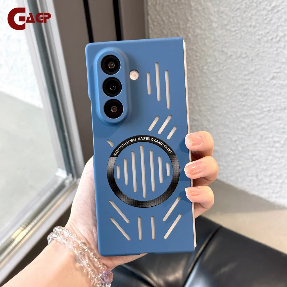 

Магнитный ажурный чехол для телефона с рассеиванием тепла для Samsung Z Fold 7, 6, 5, 4, 5G для Magsafe, матовый твердый чехол с беспроводной зарядкой