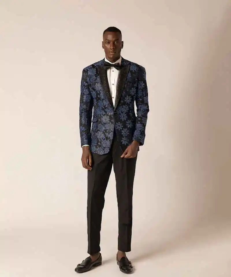 Fashion Jacquard Men's Suits 2-Piece Blazer Single Breasted Groom Banquet Party Wedding Tuxedo Slim Fit Diamonds Custom Made