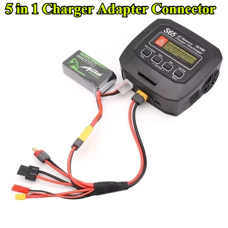1/3/5Pcs XT60/4.0mm Banana Plug to XT30 XT60 TRX JST T Plug 5 In 1 Charger Adapter Connector for RC Car Drone SKYRC HOTA ISDT