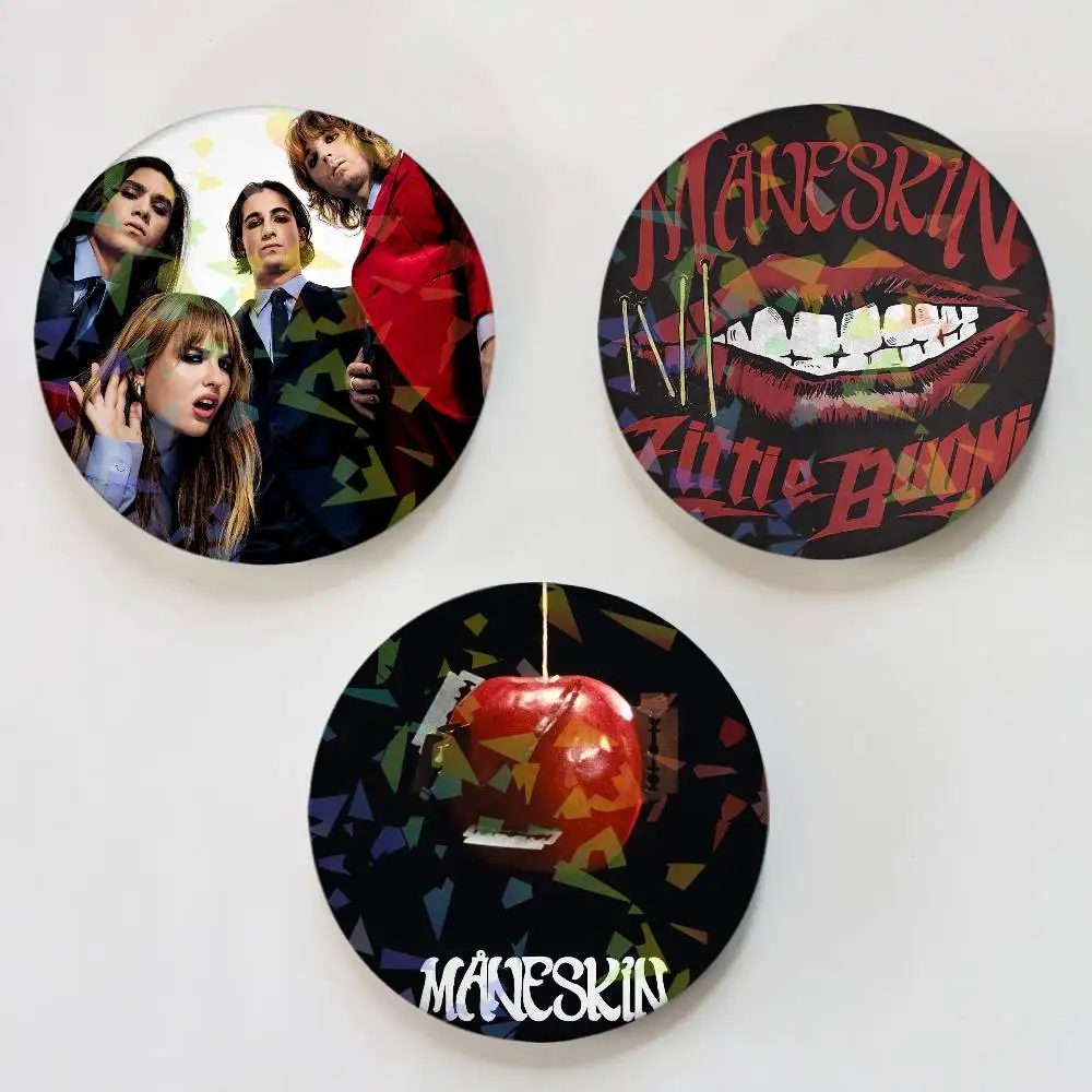 Band M-Maneskin Laser Button Pins Backpack Clothing Decor Brooch Fiction Badge Jewelry Gifts