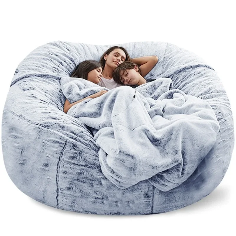 Giant Fur Bean Bag Cover Big Round Soft Fluffy Faux Fur BeanBag Lazy Sofa Bed Cover Furniture Please note Without Inner Core