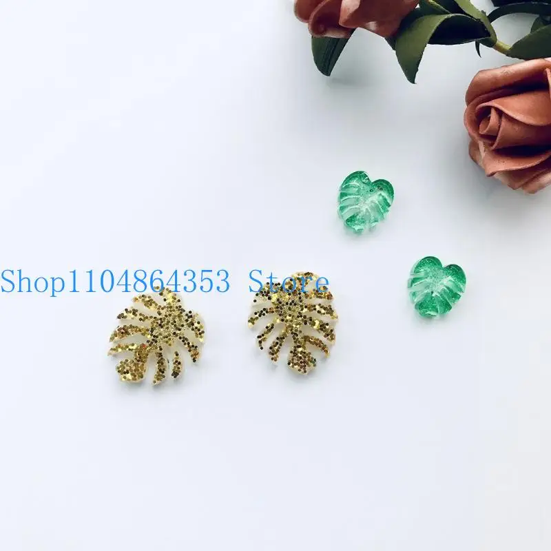 652F Monstera يترك أزرار الأذن قالب السيليكون مناسب للراتنج راتنج راتنجات الإيبوكسي DIY Craft Craft Morning Making Jewelry