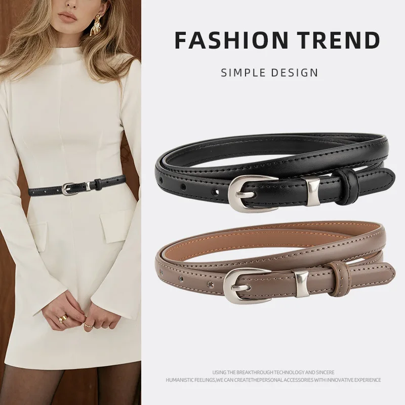 

Women Vintage Genuine Leather Belt Female Cummerbund Coat Waistband Dress Decration Narrow Belt J1351