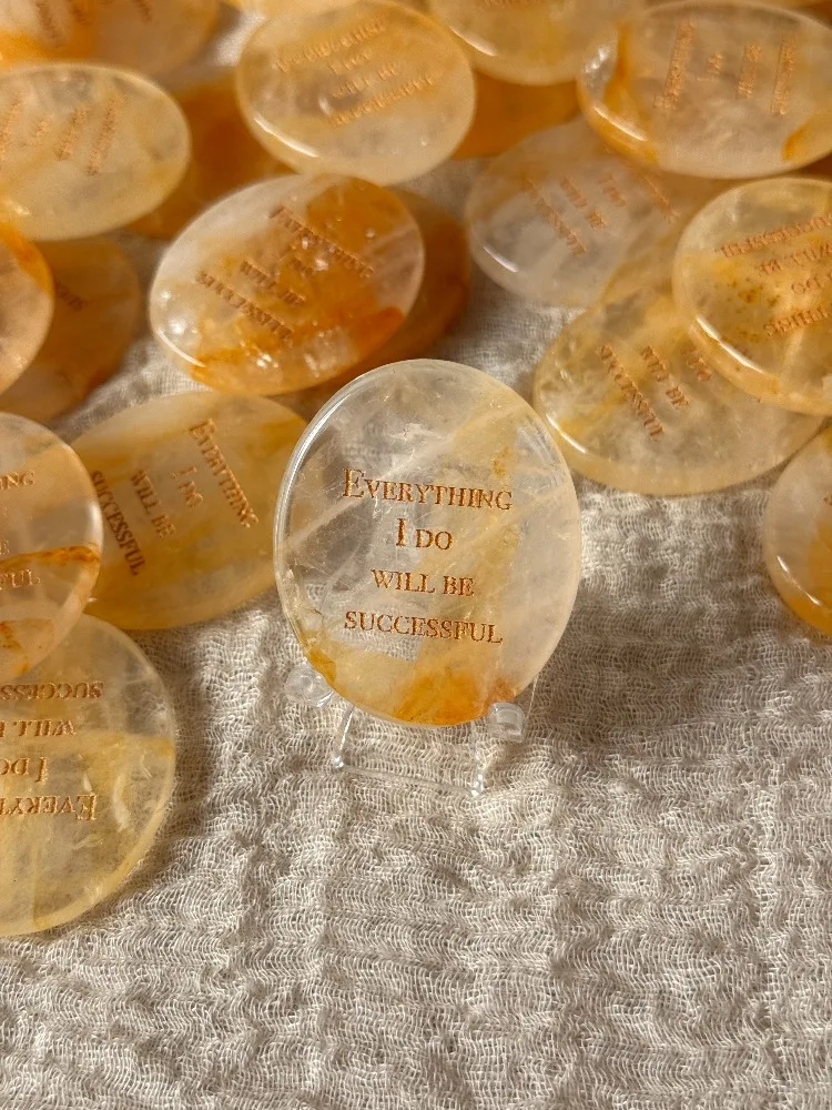 1PC Natural Yellow Phantom Quartz Palm Stone Original Design 