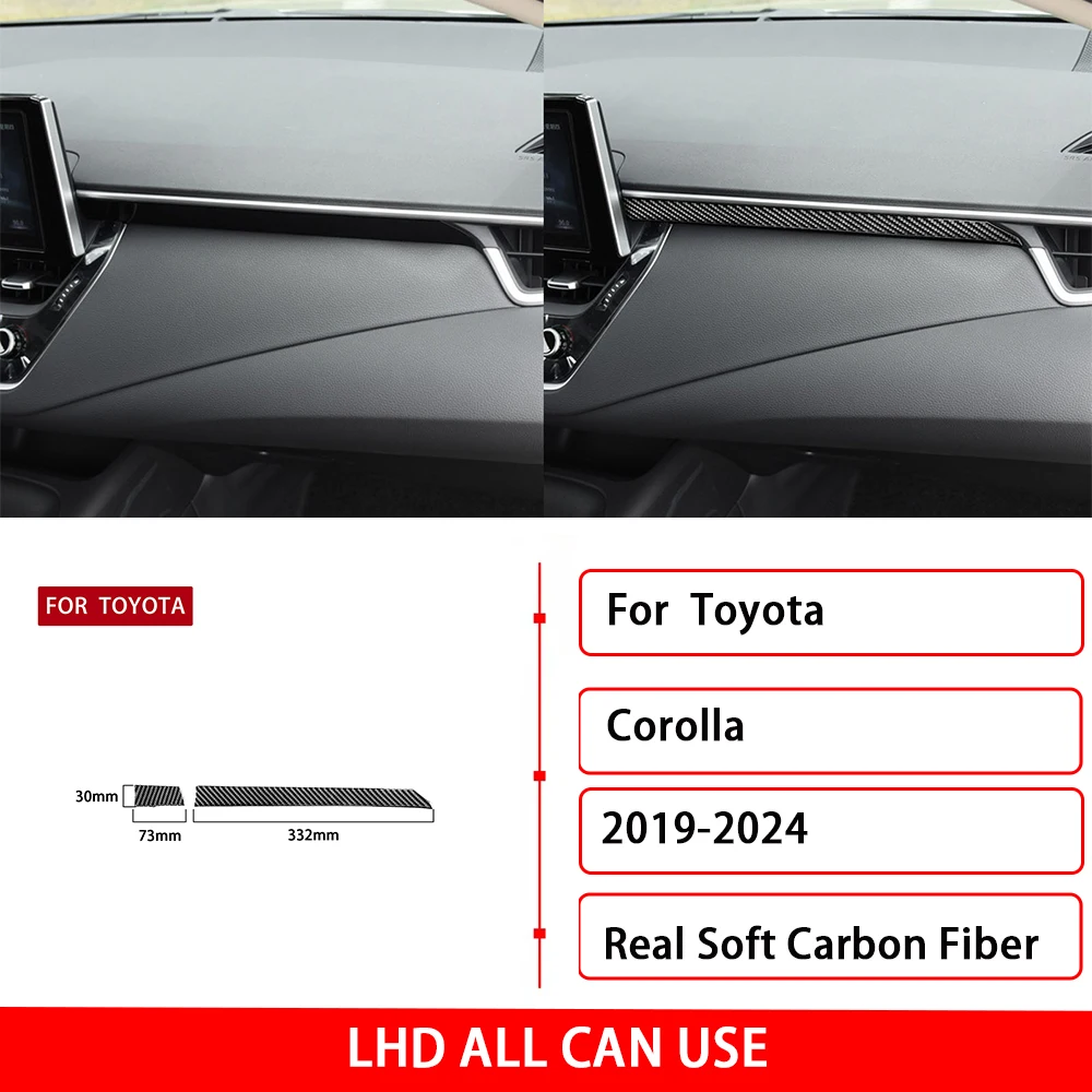 Soft Carbon Fiber Sticker For Toyota Corolla 2019 2020 2021 2022 2023 2024 Co-pilot Strip RHD LHD Interior Trim Accessories
