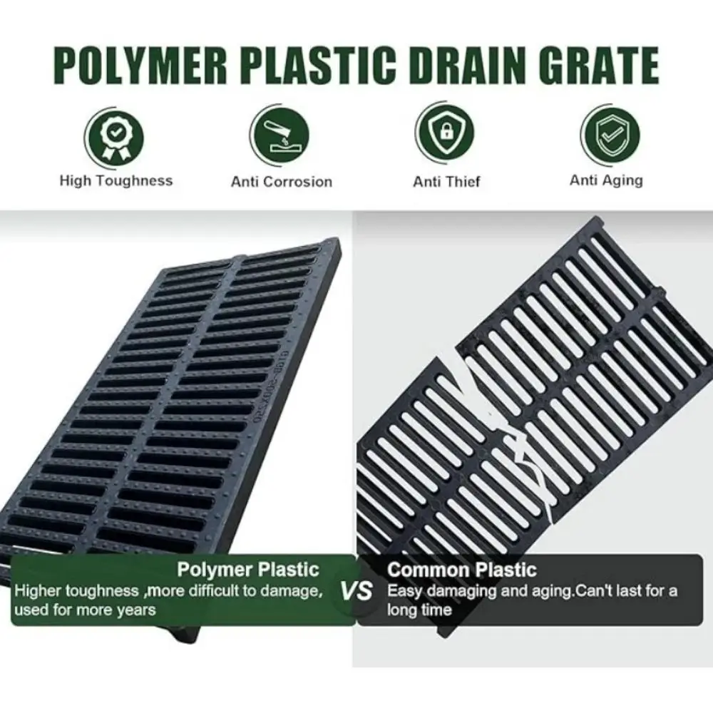 جديد عالي القوة غطاء خندق مستطيل أسود المرآب الطابق استنزاف الراتنج البلاستيك صر درب في الهواء الطلق