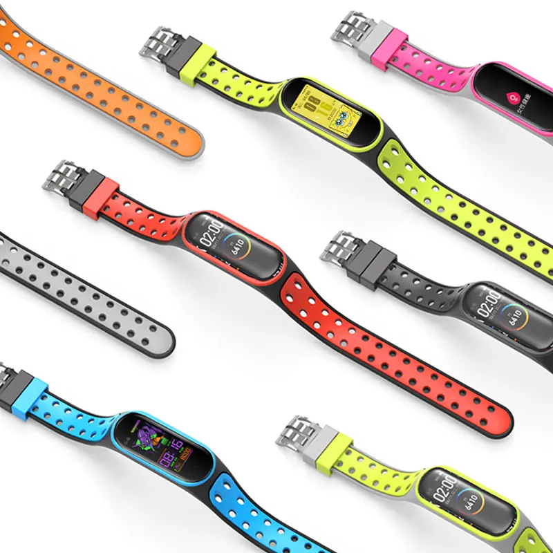 Strap for Xiaomi Mi Band 7 6 miband 6 double buckle Replacement Silicone Smart Watchband Wristband Mi Band 6 5 4 3 bracelet