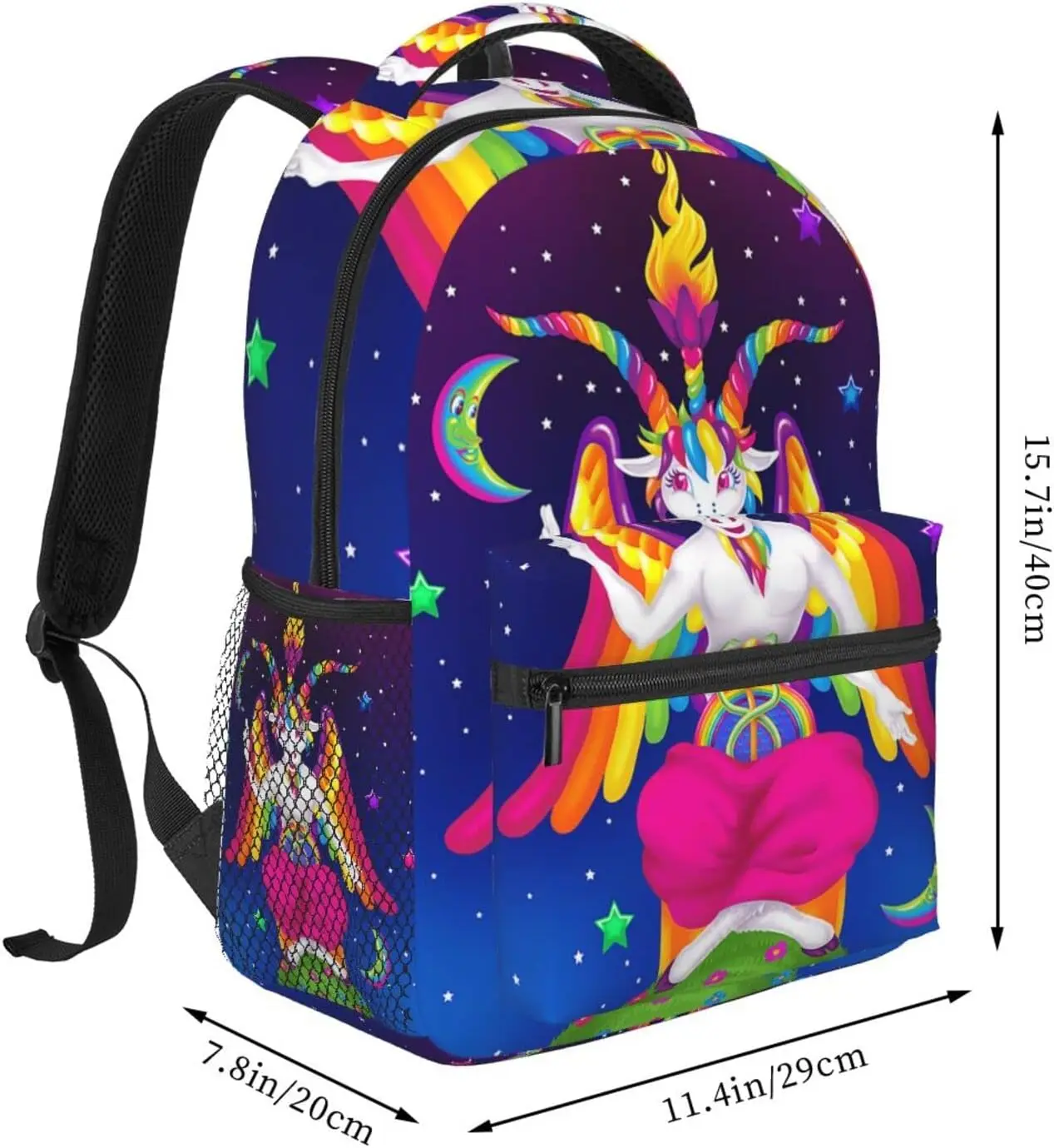 Neon Rainbow Baphomet Stylish Casual Backpack Purse Laptop Backpacks With Multiple Pockets Computer Daypack For Work Business