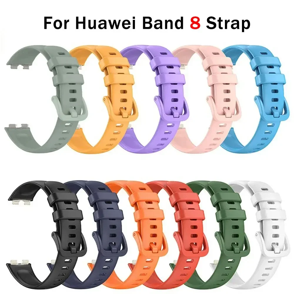 Silicone Strap For Huawei Band 8 Bracelet Sport Soft TPU Waterproof Wristband Strap For Huawei Band 8 Smartwatch Accessories