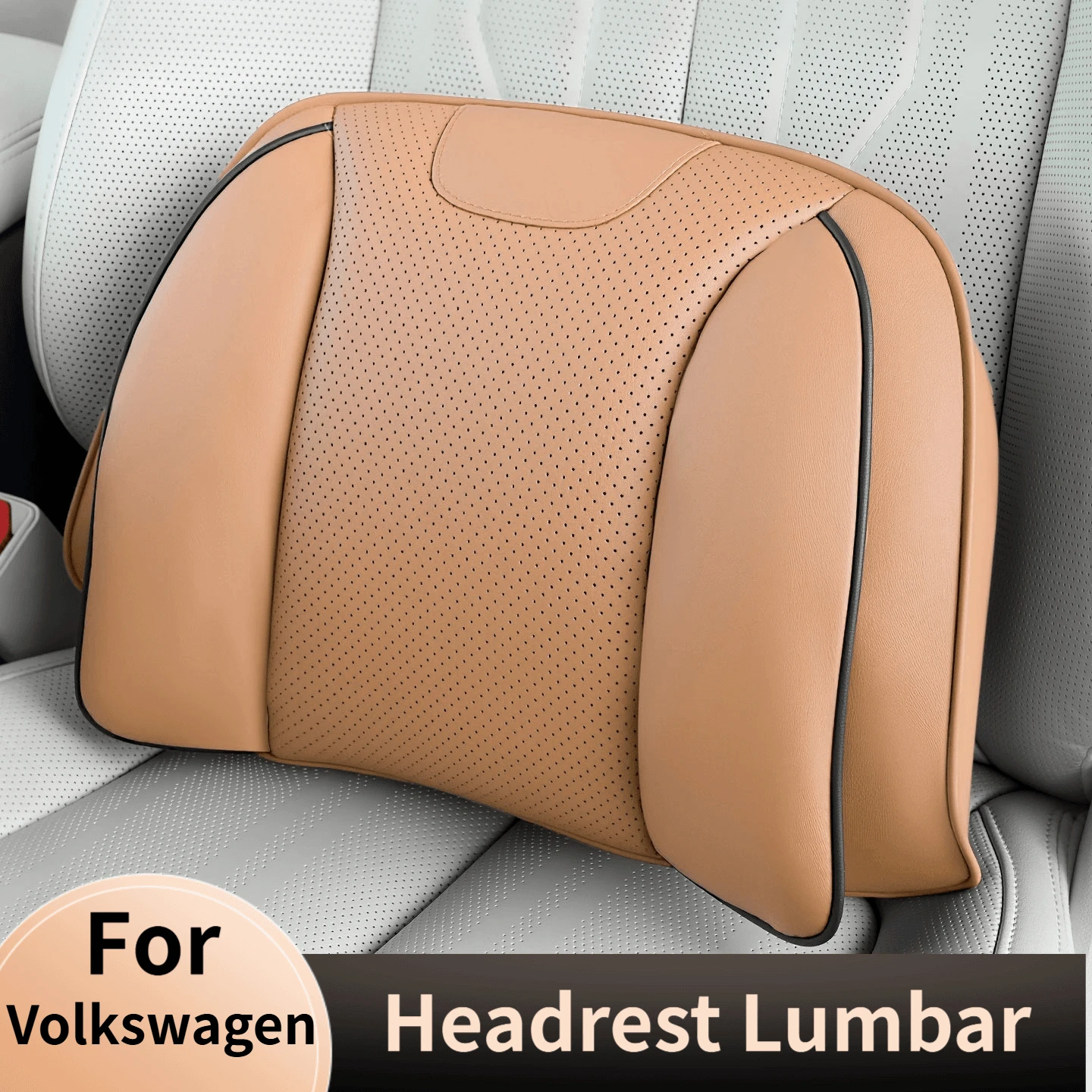 Leather Headrest Lumbar Support Set For Volkswagen Atlas Tiguan Passat Touareg Tayron Touran ID.3 ID.4 Comfort Car Neck Pillows view 2