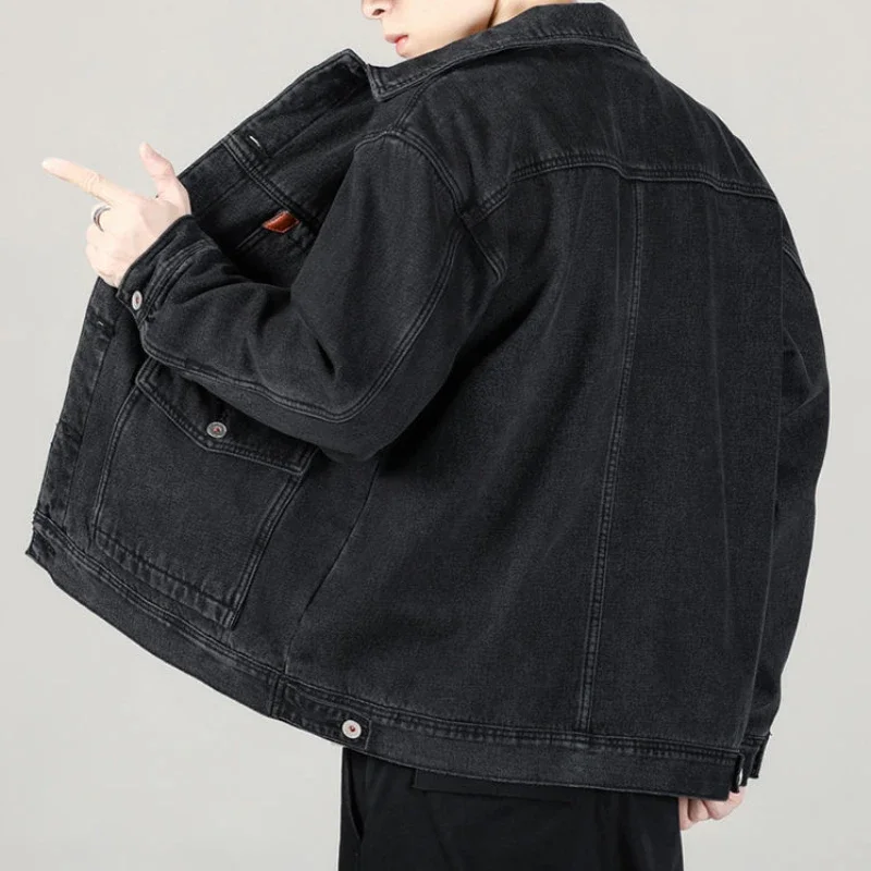 Male Jean Coats Blue Padded Men's Denim Jacket Wide Shoulders With Sheep Padding Wool Warm In Lowest Price Vintage Wholesale