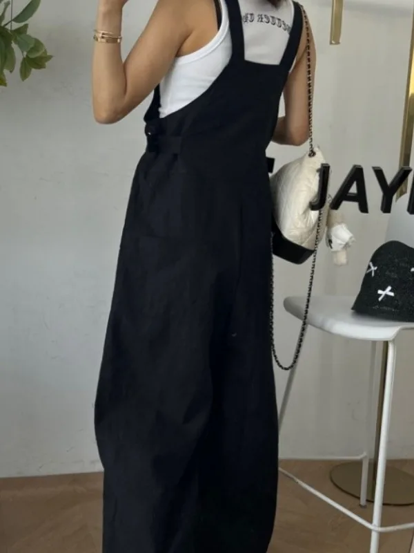 Summer 2026 Women's Wide Leg Overalls Casual High Waist Loose Fitting Slimming Workwear Long Pants Korean Style Straight Tube