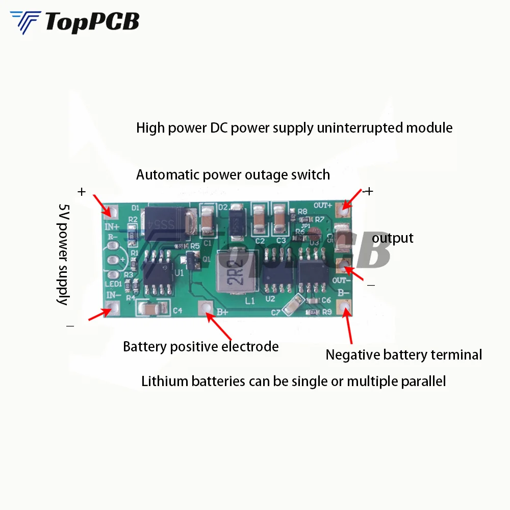 DC 5V 12V 12W UPS Módulo de Carga Ininterrumpida 18650 Batería de litio Step Up Boost Fuente de alimentación de carga para Enrutador Cámara CCTV