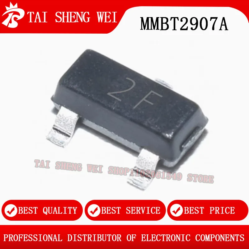 50PCS MMBT2222A 1P 2N2222 1P NPN MMBT2907A 2F 2N2907 2F PNP  0.6A/40V  SOT23