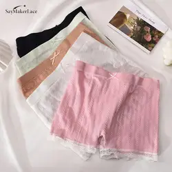 Pantalones cortos de encaje sin costuras para mujer, ropa interior Sexy de seguridad para vestido, bragas, falda, bóxer de verano