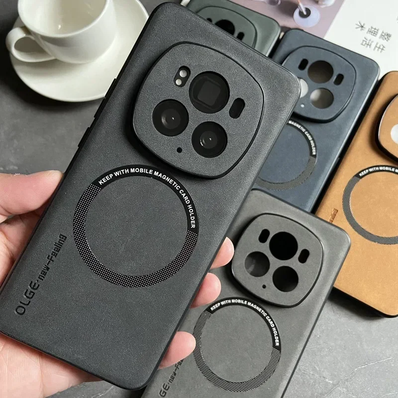 حافظة هاتف مغناطيسية لهاتف هواوي هونور ماجيك 7 6 لايت 5 برو من جلد الخراف غطاء جلد صناعي لهاتف هونور 100 90 80 برو مسطح SE GT