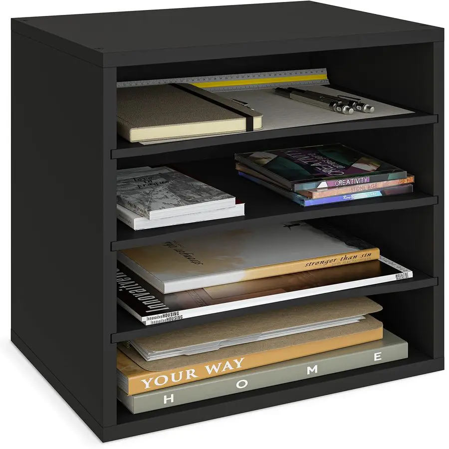 

4Tier Paper Organizer for Desk, Stackable Tray, Desk Storage Organizer Shelves, Stacking Letter Paper Tray Sorter for Classroom