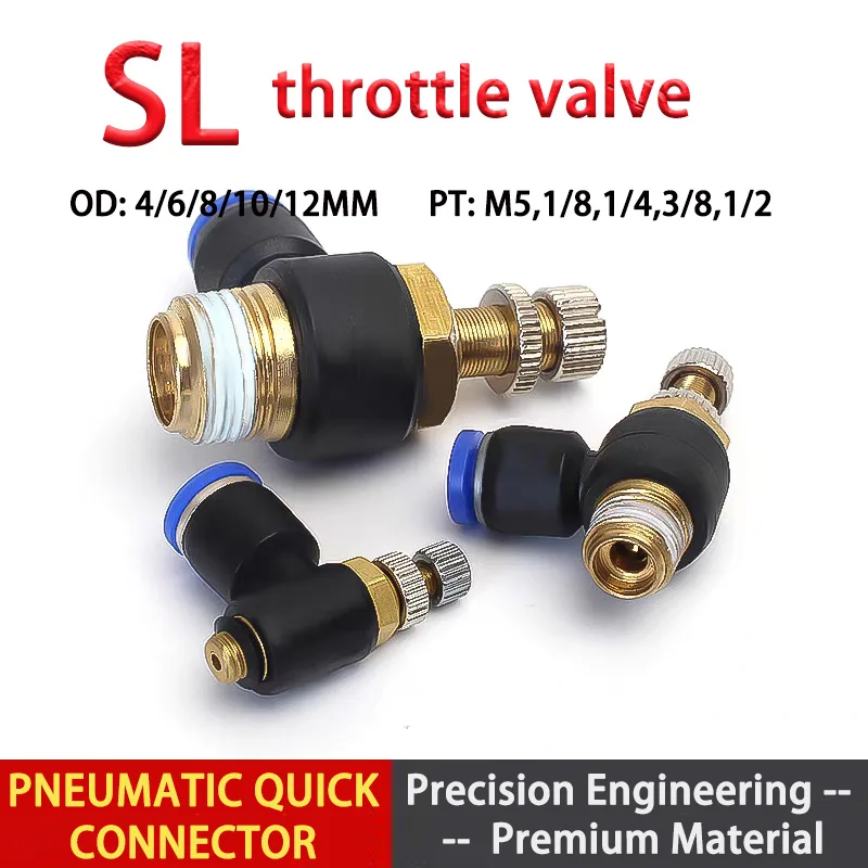 

1Pcs Pneumatic Quick Connector SL 4mm 6mm 8mm 12mm Hose Tube Air Fitting M5 1/4"1/8"3/8"1/2"BSPT Male Thread Pipe Coupler Blue