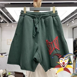 Embroidery Saint Shorts Men Women Drawstring Oversize Shorts