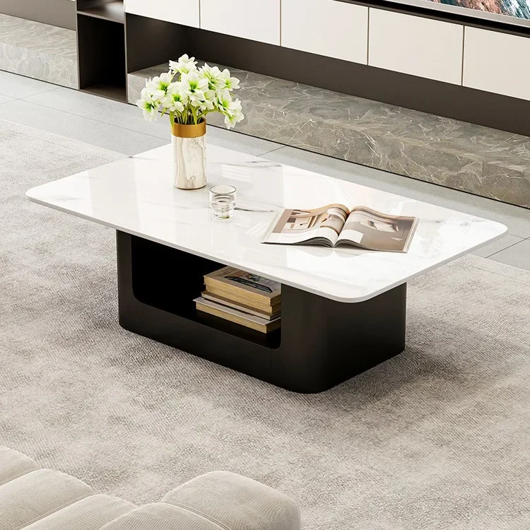 Rectangular rock slab coffee table, living room household small apartment modern light luxury minimalist Italian