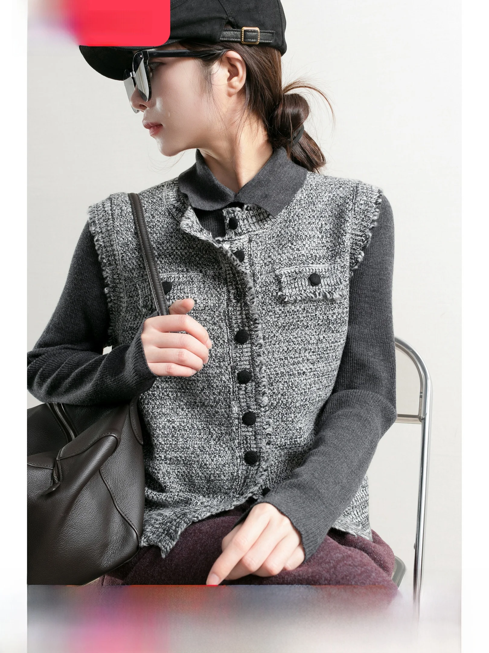 

Женский вязаный шерстяной жилет TidePA Chic Old Money с цветочным узором и бахромой, 100% кашемир, повседневный, теплый, модный