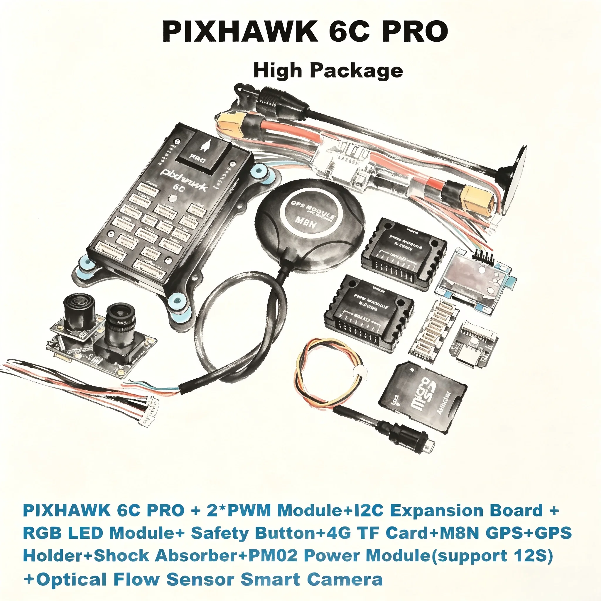 Rctosky Pixhawk PX4 6C PRO M8N PX4FLOW PIX 32 Flight Controller Autopilot with 4G SD RC Quadcopter Ardupilot ArduPlane ArduRover