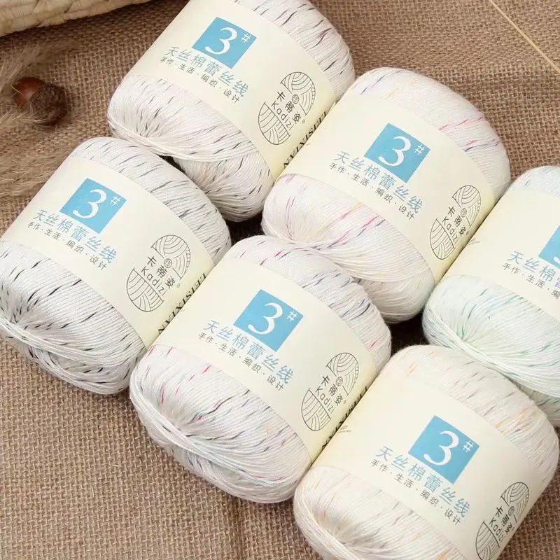 Size3# 100% Mercerized Cotton Lace Yarn Threads Crochet Lace Hand Knitting Yarn Embroidery Art Crafts DIY Blankets Scarf Sweater