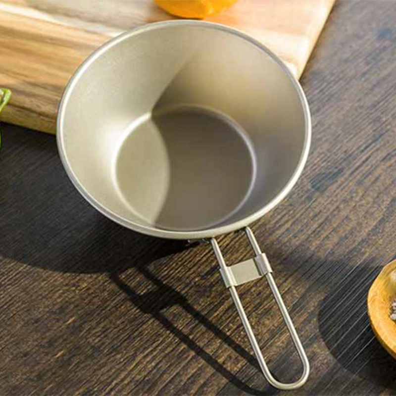 Keith 300ml Titanium Bowl with Folding Handle Single-Wall Lightweight Outdoor Picnic And Camping Tableware Food Container